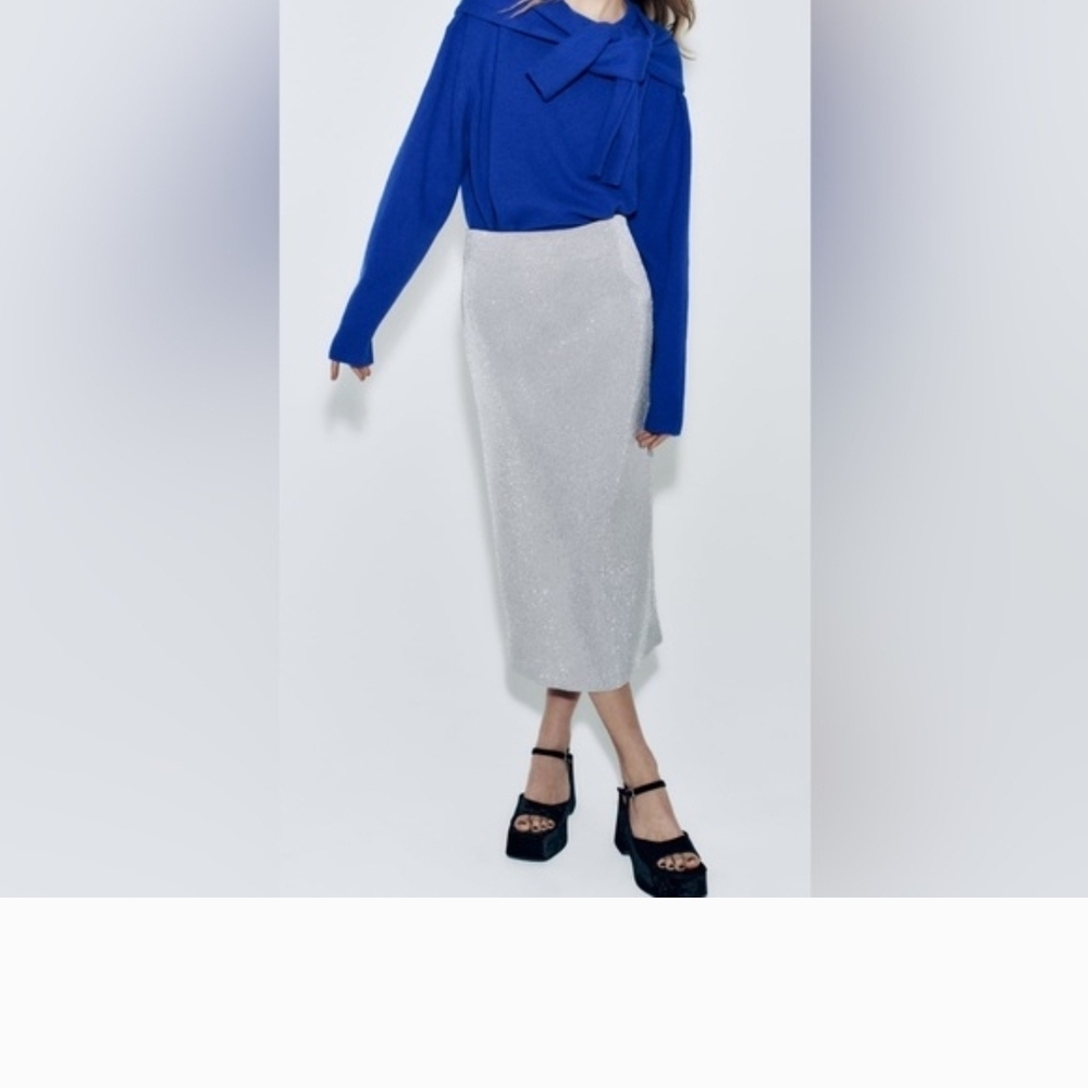 Zara Shiny Metallic  Pencil Skirt